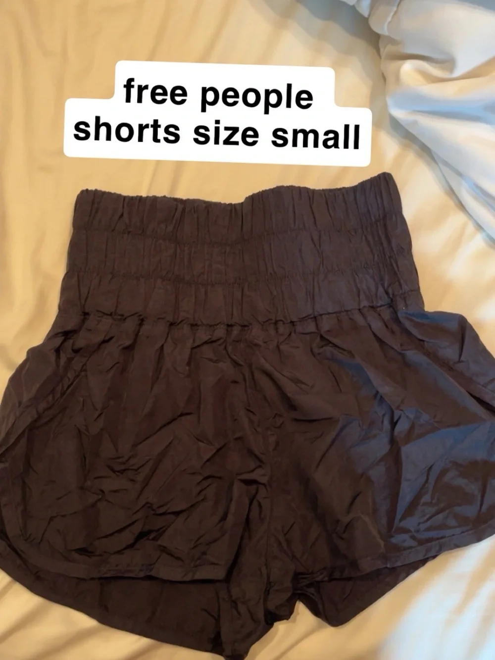 Free People Dark Brown Smocked High-Rise Athletic Shorts